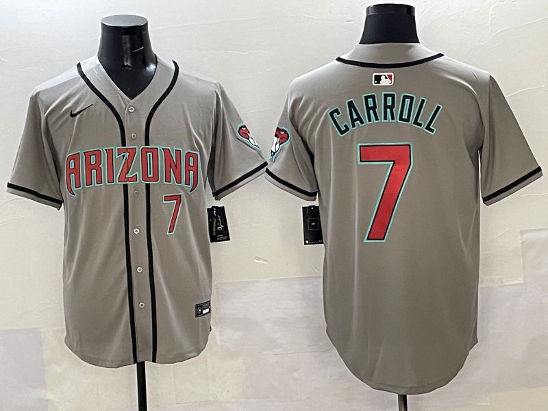 Men Arizona Diamondback #7 Carroll Grey Game Nike 2025 MLB Jersey style 35